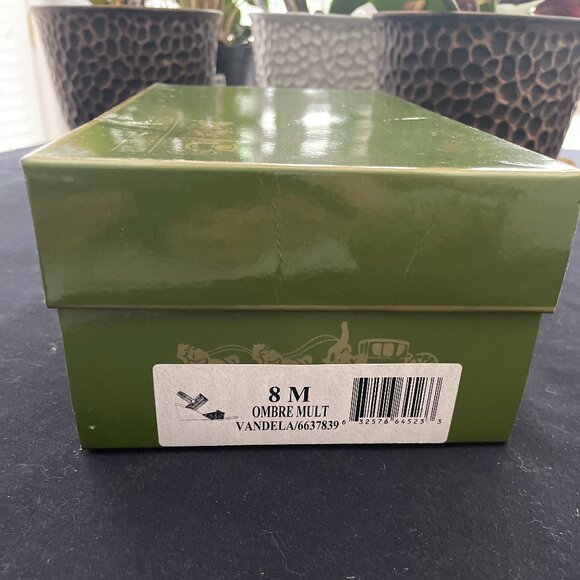 Coach and Four Wedge Heels, Size 8M, Multi-Colored Stretch, 3.5 inch Cork Heel - Picture 10 of 10